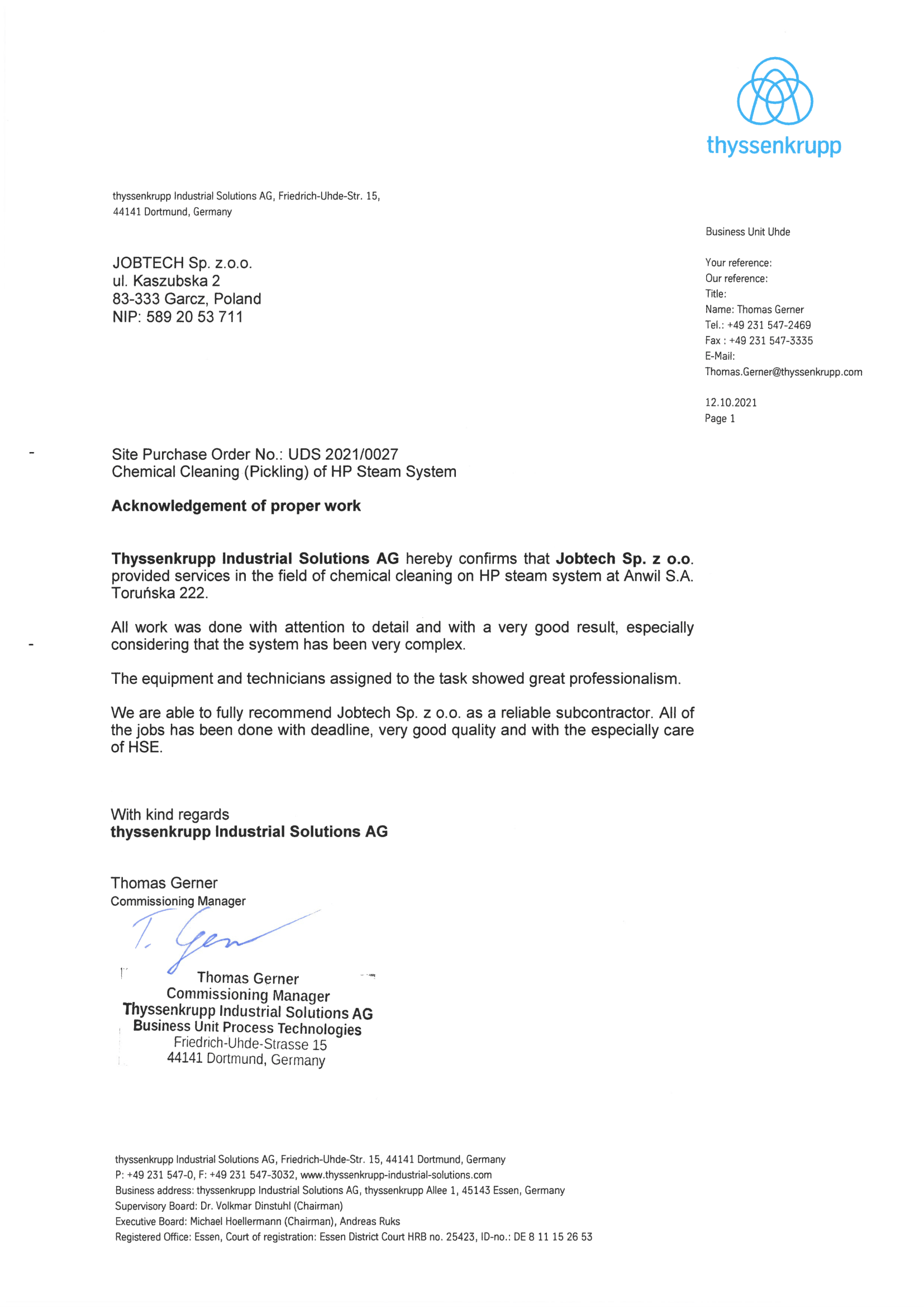 Anwil S.A. – chemiczne czyszczenie układu pary HP (PL) reference preview